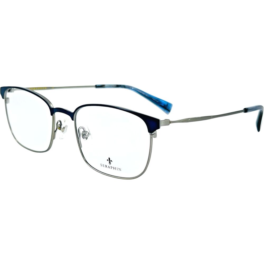 Seraphin Bancroft Mens Eyeglass Frame 8049 Maritime Blue Antq Silver